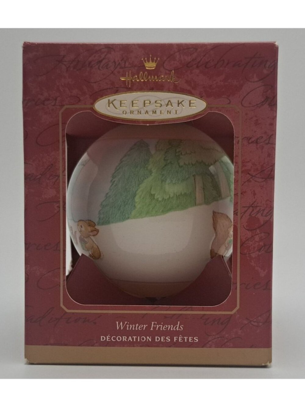 Hallmark Keepsake Ornament Winter Friends Glass Ball 2001 Design Christmas